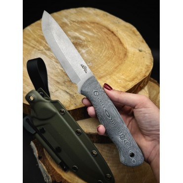 Нож NC Custom Forester/Форестер (Сталь AUS-10 SW/Стоунвош (отделка клинка «мытый камень»), Рукоять микарта