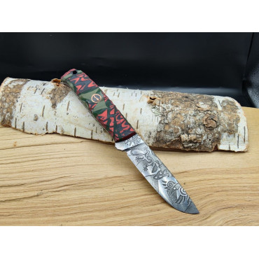 Кастомный Волфкнивен (Wolfkniven) Малый «Дип Петроглиф (Deep Petroglyph)» Сталь  95X18 WA,Рукоять G10, пин с клеймом, карбон
