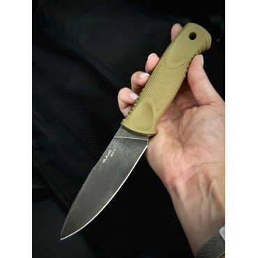 Нож BAT/БАТ (Обработка клинка Black Stonewash/Черное антибликовое покрытие,рукоять цвета Olive/Олива)
